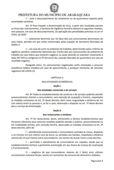 Foto 3 de 7 — Prefeitura divulga novo decreto e acaba com restrições no comércio e serviços em Araraquara